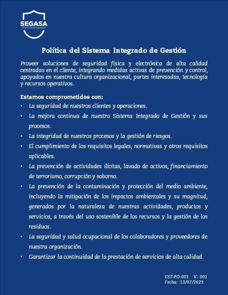 Política del Sistema Integrado de Gestión